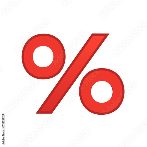 Simple Bold Red Percent Symbol for Discounts Sales Rates and Economic Indicators