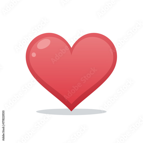Red heart shape icon, romantic symbol of love and affection, isolated design
