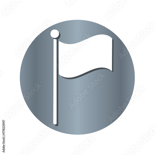 Stylized Flag Graphic in Circular Frame, Simple Symbol Icon for Designation