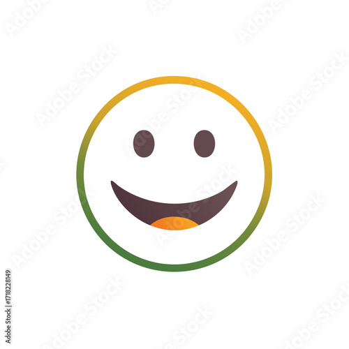 Happy smiley face icon with a gradient border representing joy and positivity