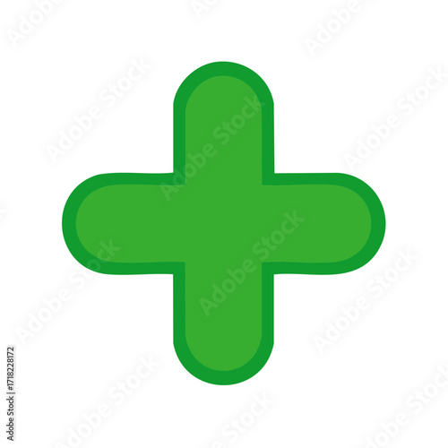 Green Plus Sign Icon Symbol for Healthcare or Pharmacy Concepts