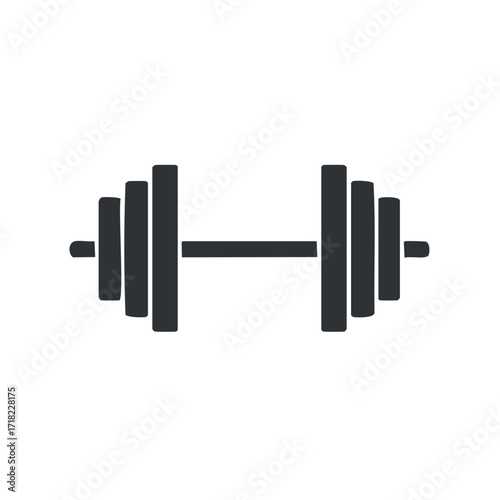 Black barbell illustration representing strength training and fitness activities.