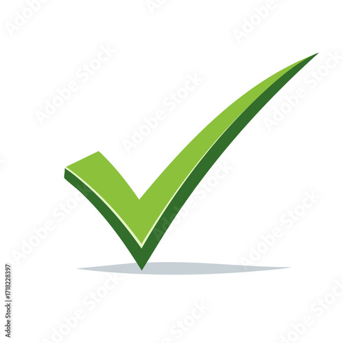 3D rendered green check mark icon indicating approval or acceptance.