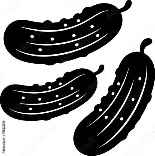 Black pickle silhouettes pickles white