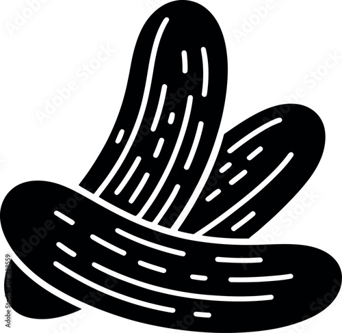 Black pickle shapes on white pickles food