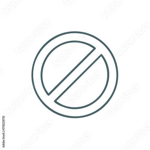 Prohibition Sign Outline Minimalist Style No Symbol Restriction Graphic Icon