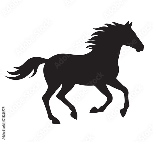 Rearing horse cut out silhouette - vector horse icon, badge, sticker stock illustr