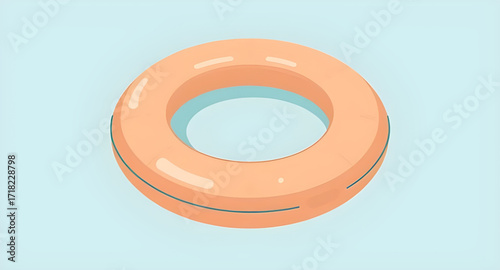 Inflatable swim ring, Circular float cartoon, Holiday pool icon, Rubber ring vector, Cute pool illustration, Minimal floating tube, Beach fun cartoon, Playful water float, Cartoon air ring, Floating p
