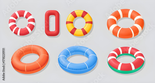 Sea float cartoon, Playful inflatable art, Colorful swimming ring, Beach accessory vector, Cartoon float tube, Modern pool float, Simple inflatable ring, Summer fun cartoon, Relaxing pool float, Round