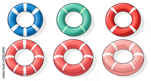 Water float vector, Leisure swimming tube, Sea float cartoon, Playful inflatable art, Colorful swimming ring, Beach accessory vector, Cartoon float tube, Modern pool float, Simple inflatable ring, Sum