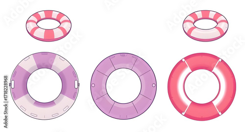 Floating ring icon, Cute inflatable design, Pool toy cartoon, Water float vector, Leisure swimming tube, Sea float cartoon, Playful inflatable art, Colorful swimming ring, Beach accessory vector, Cart