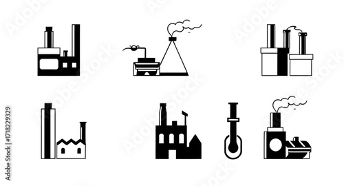 industry building icon, industrial complex vector, power station vector, cartoon industrial building, modern factory drawing, chemical plant vector, steel factory illustration, industrial plant sketch