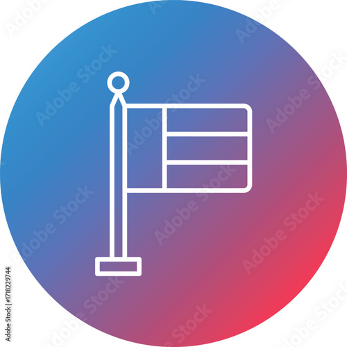 Dubai Flag Line Gradient Circle Background Icon