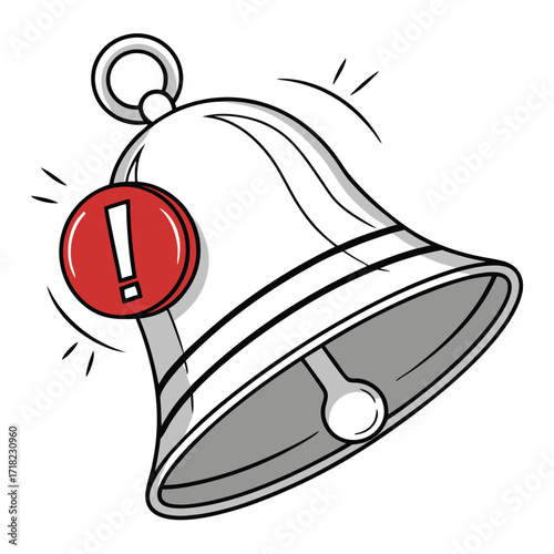 3d notification bell icon with red alert badge for alerts and notifications