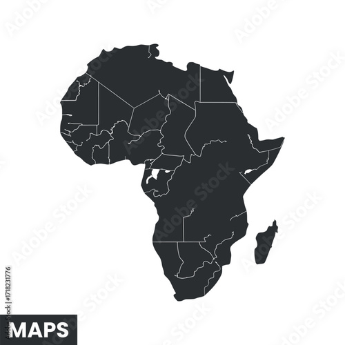 Detailed Vector Map of Africa with Country Borders for Geographical Studies