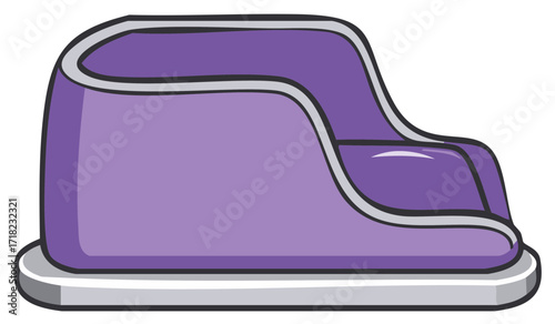 Cartoon style of a modern purple armchair perfect for relaxing indoors or outdoors.