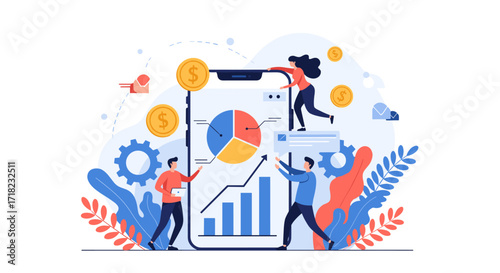 Business analytics and financial growth concept illustration.