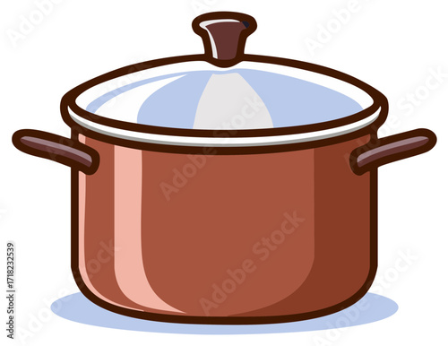 Illustration of a Cooking Pot with Lid Ready for Meal Preparation Home Kitchen Culinary