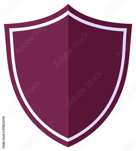 Illustration of a shield symbol in deep magenta with white and lilac borders