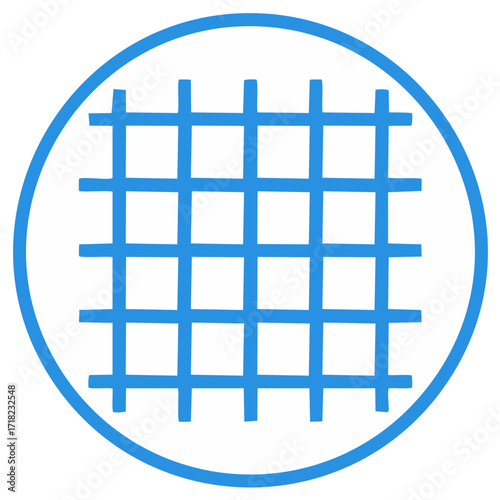 Blue grid network inside a circle representing connection, connectivity, design element, technology