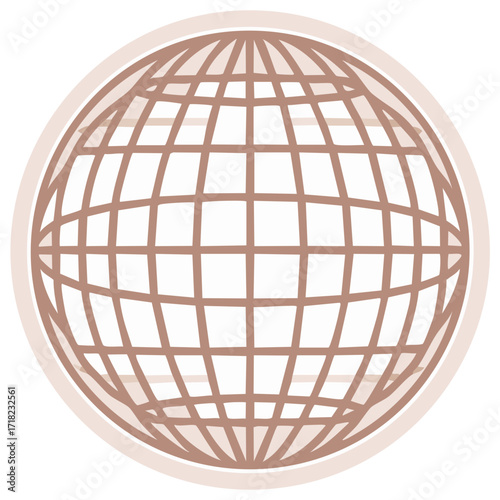 Stylized Earth Globe Illustration Graphic, Geometric Grid World Concept