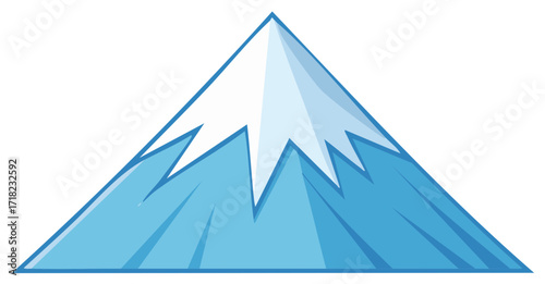 Mountain peak vector illustration, blue mountain with snow, clip art icon, mountain silhouette