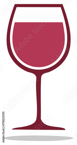 Modern Flat Icon Design of a Wine Glass Filled with Red Wine