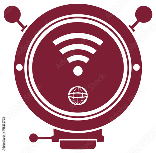 Internet connection sign with wifi symbol, globe and controls.