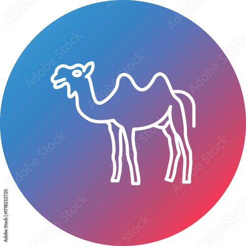 Camel Line Gradient Circle Background Icon