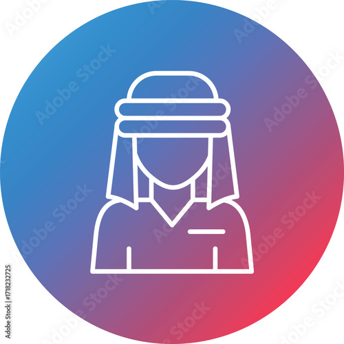 Man Line Gradient Circle Background Icon