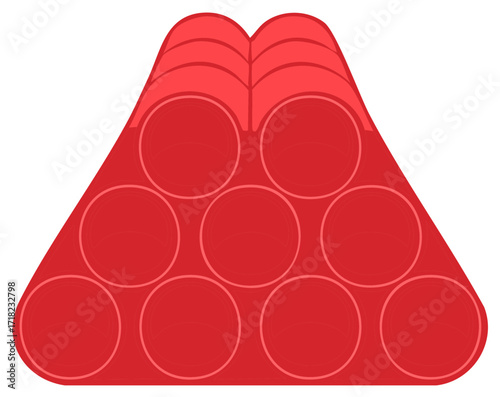 Red triangular pop it anti-stress sensory fidget toy vector illustration