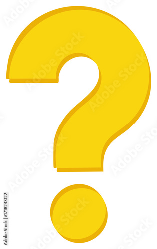 Big Yellow Question Mark Graphic for Clarity and Symbolism, Isolated Shape for Information