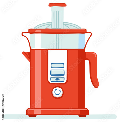 Modern Red Juicer Appliance with Digital Display and Handle