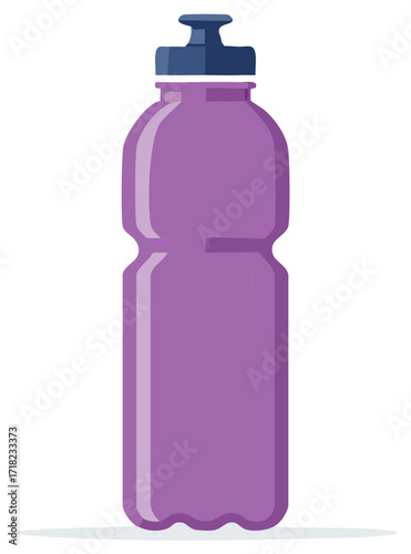 Reusable purple plastic sports water bottle illustration for fitness and hydration