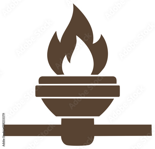 Silhouette Torch with Flame Icon Representing Triumph, Hope, and Enlightenment