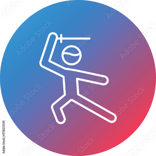 Sword Fighting Line Gradient Circle Background Icon