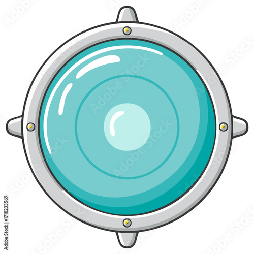 Isolated Cartoon Illustration of a Submarine or Spaceship Porthole