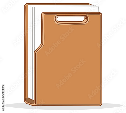 Modern Brown File Holder with Paper Documents for Office Management and Organization