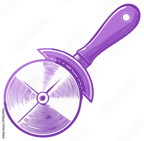 Illustration of a purple pizza cutter