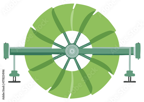Green turbine vector illustration. Sustainable technology abstract