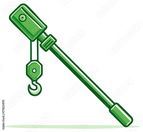 Green Hook Hoist Icon, lifting mechanism, cargo hoist with a green color