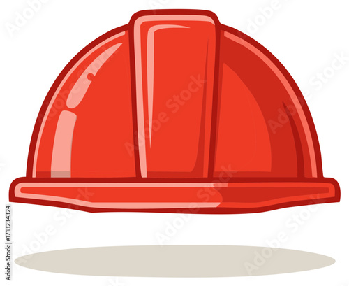 Bright Red Safety Hard Hat Front View Protection Equipment