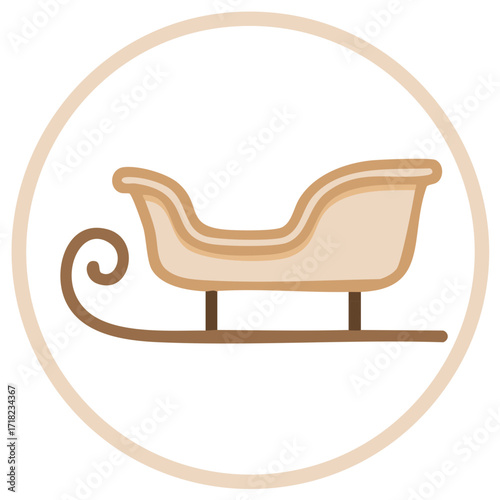 Traditional brown sleigh icon for winter and Christmas holidays