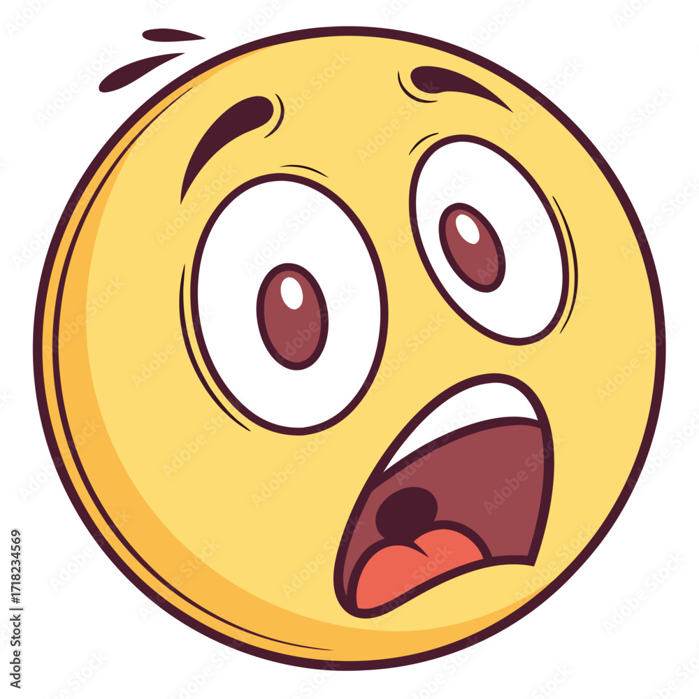 Fototapeta premium Shocked emoji with raised eyebrows and open mouth