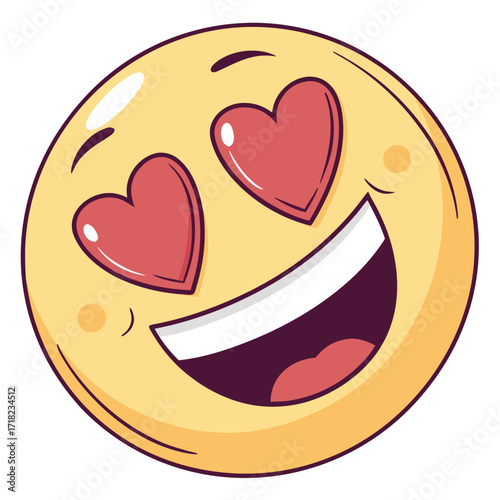 Yellow emoji with heart eyes and a big smile