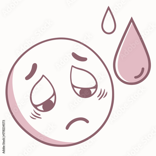 Sad face emoji with tears streaming down face