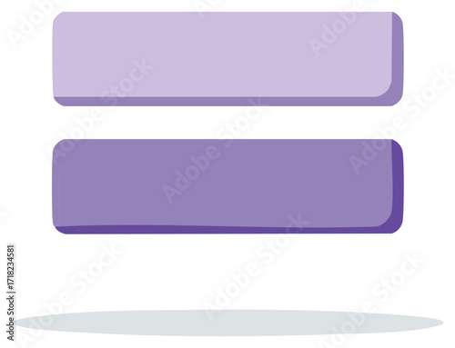 Equal Sign Symbol with Two Rectangular Blocks and Shadow in Light Purple Color