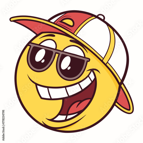 Cool emoji wearing a baseball cap and sunglasses
