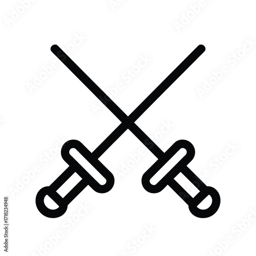 Crossed Swords Icon Vector Illustration – Duel, Battle, Weapon, Combat Symbol
