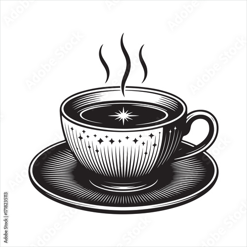 A steamy hot cup of coffee, a perfect morning beverage